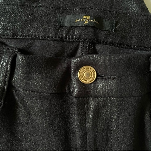 7 For All Mankind black faux leather zip front skinny pants - Picture 8 of 10